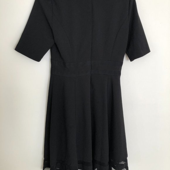 Calvin Klein - Black Illusion Hem Fit-and-Flare Dress (With Sleeves) - Picture 5 of 5
